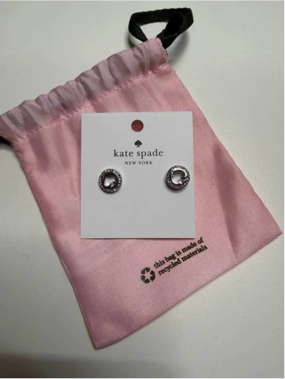 Women's Kate Spade One Size Silver & Clear Spot The Spade Earrings
